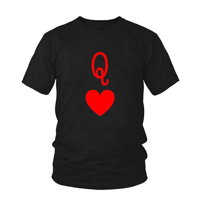 T-Shirt Couple Roi et Reine de Coeur Noir - Reine Coeur Rouge - MatchingMood