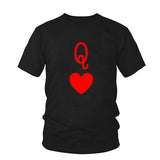 T-Shirt Couple Roi et Reine de Coeur Noir - Reine Coeur Rouge - MatchingMood