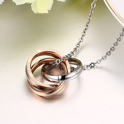 Collier Couple Anneaux Entrelacés Or-Rose - MatchingMood