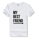 T-Shirt Meilleure Amie Pas Cher My Best Friend Blanc Flèche Droit - MatchingMood
