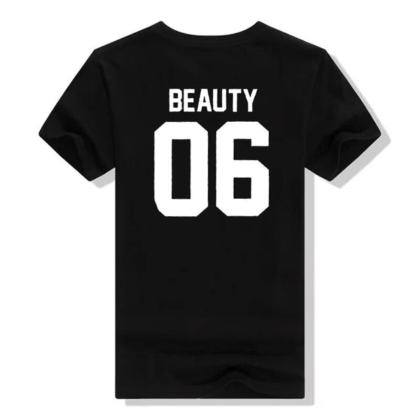 Couple T Shirt Beauty Beast 06 noir