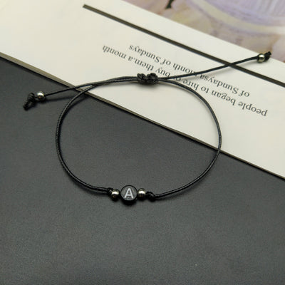 Bracelet d'Amitié Corde avec Lettres Noir - Matchingmood