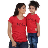 Tee Shirt Heartbeat pour Mere Fille Rouge