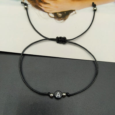 Bracelet d'Amitié Corde avec Lettres Noir - Matchingmood