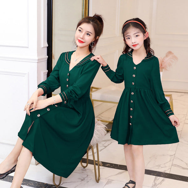 Robe Mere Fille Identique Verte