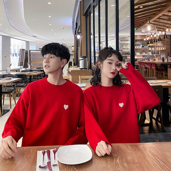 Pull Couple Coeur Rouge Pour Couple - MatchingMood