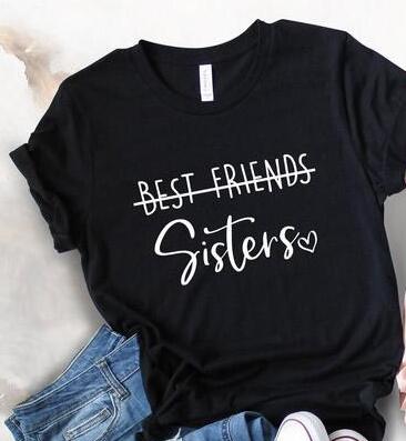 Tee Shirt De Meilleure Amie Sisters Noir - Matchingmood
