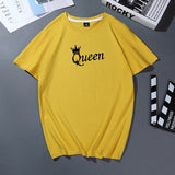 T Shirt Couple King Queen Disney - Queen Jaune