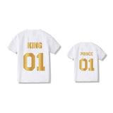 T Shirt Pere Fils King Prince Blanc Doré
