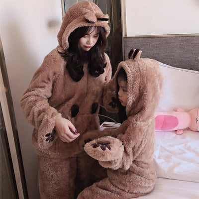 Ensemble Pyjama Mere Fille Ours Marron - MatchingMood