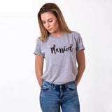 Tee-Shirt Just Married Couple - Married Gris
