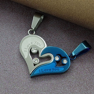 Cœur en Deux Colliers Couple I Love You