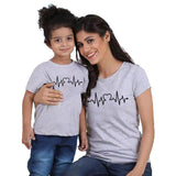 Tee Shirt Heartbeat pour Mere Fille Gris
