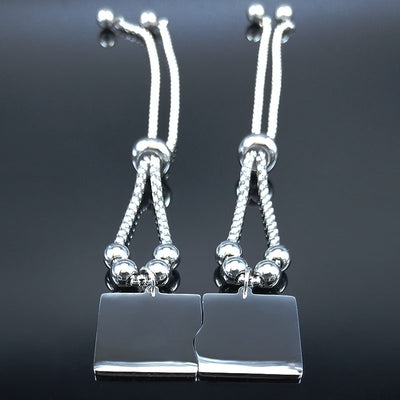 Bracelet Couple Loups Chaine Mailles Perlées - MatchingMood