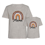 T Shirt Mama Mini Guepard Gris pour Mere Fille