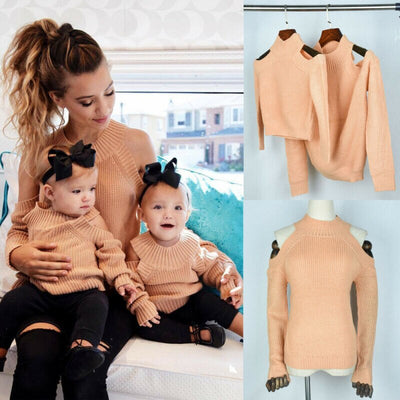 Pull Mere et Fille Epaules dénudées Tricoté - MatchingMood