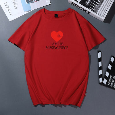 T-Shirt Couple I'm His Missing Piece Rouge - MatchingMood