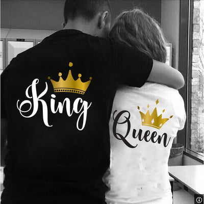 Tee Shirt Couple Queen King Couronne Or