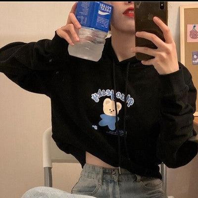 Sweat à Capuche Couple Crop Top