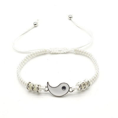 Bracelet Couple Yin Yang Blanc cadre argent  - Matchingmood