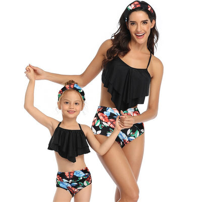 Maillot de Bain Mère Fille Haut Décoré