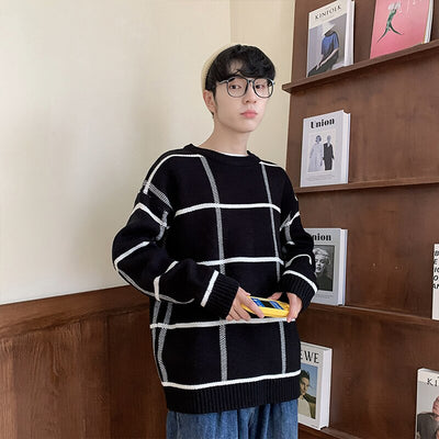 Pull A Carreaux Pour Couple Noir