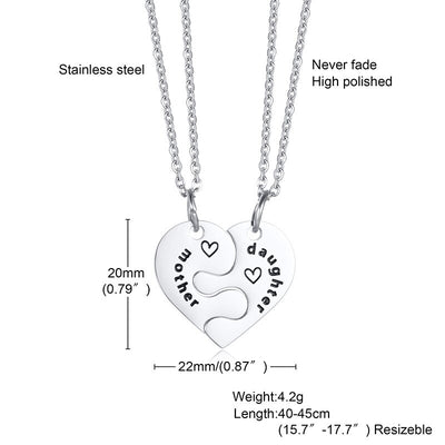 Collier Mère Fille Coeur Entrelacé