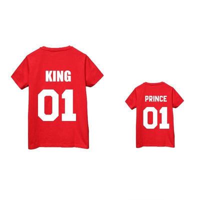 T Shirt Pere Fils King Prince Rouge