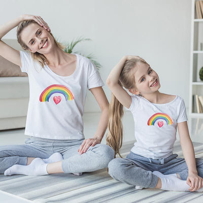 T Shirt Arc En Ciel Fille et Maman