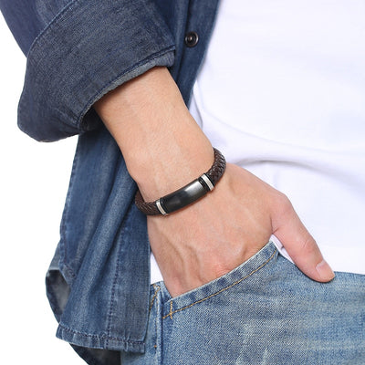 Bracelet d'Amitié Homme Cuir Tressé Personnalisable Freres de Sang - MatchingMood