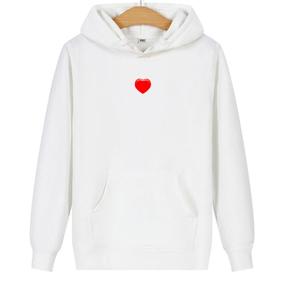 Sweat Coeur Rouge pour Couple Blanc