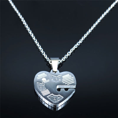 Collier Coeur Avec Cle Cadenas