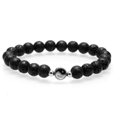 Bracelet d'Amitié Ying Yang Noir Pierre Naturelle - Matchingmood