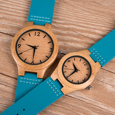 Montre Couple Originale Bracelet Cuir Bleu - Matchingmood