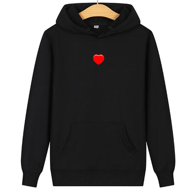 Sweat Coeur Rouge pour Couple Noir