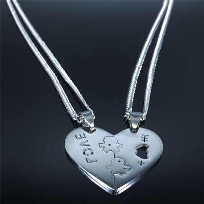 Collier Avec Moitié de Coeurs Pour Couple séparable