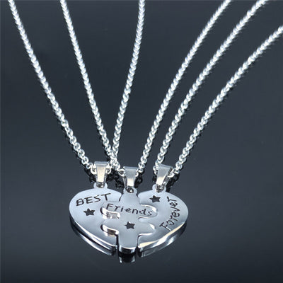 Collier d'Amitié Pour 3 En Coeur