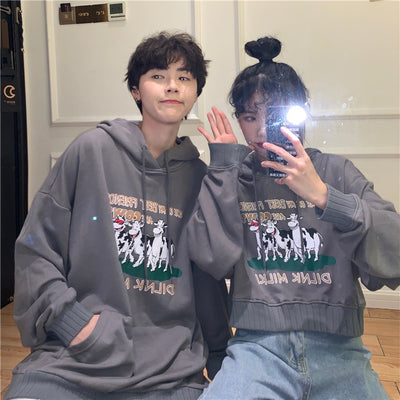 Sweat à Capuche Pour Couple Gris