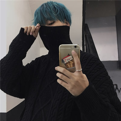 Pull Col Roulé Homme Oversize