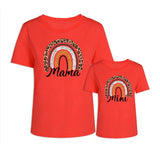 T Shirt Mama Mini Guepard Rouge pour Mere Fille