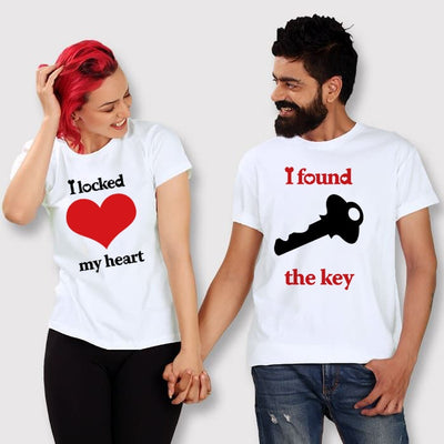 Tee Shirt Couple Coeur Clé - MatchingMood