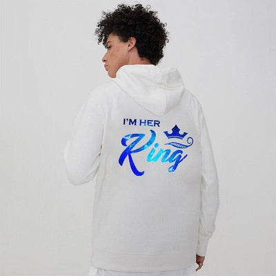Sweat Couple Capuche King Queen Bleu