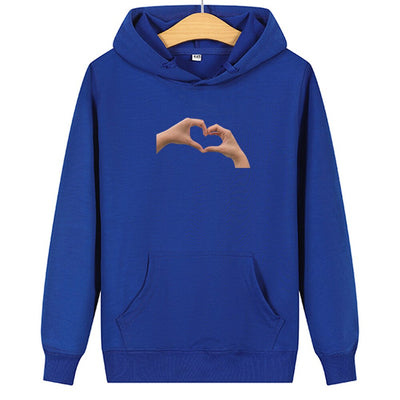 Sweat Couple Main dans la Main - Coeur Bleu
