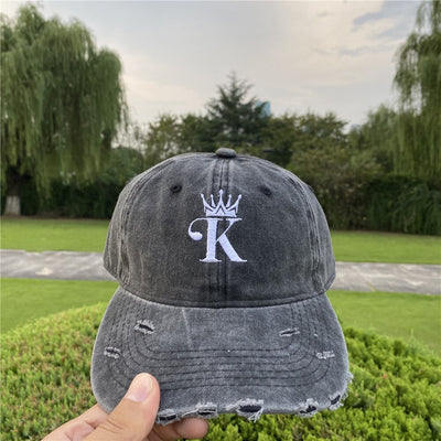 Casquette Couple Denim King Queen Couronne