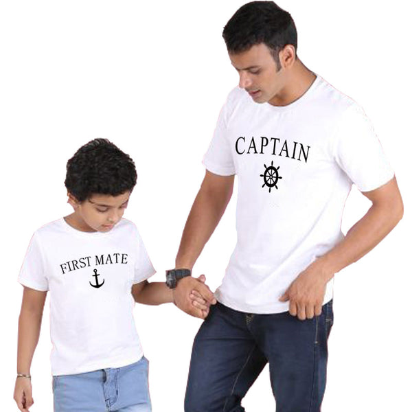 T Shirt Pour Père et Fils Matelots Blanc