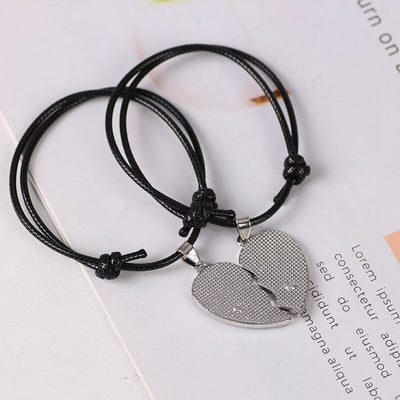 Bracelet d'Amitié Motif Coeur  noir 1 - Matchingmood