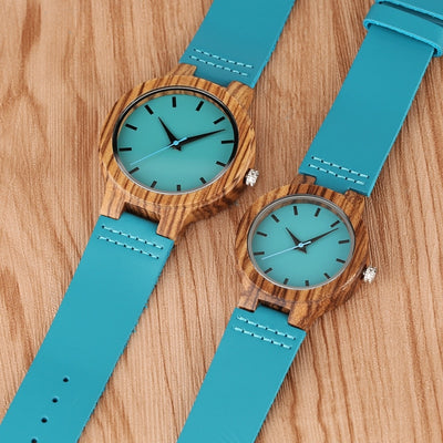 Montre Bracelet en Cuir Bleu Cadran Bleu - MatchingMood