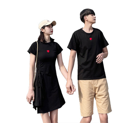 Tenue Couple Robe Tee Shirt et Tee Shirt Noir