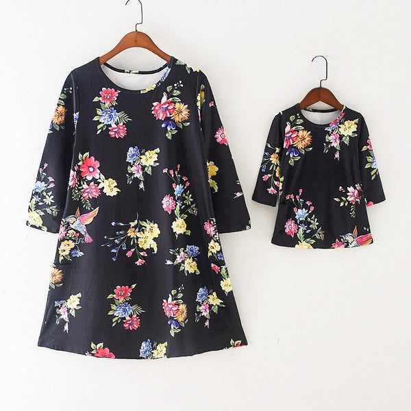 Robe Florale Mere Fille Trapèze