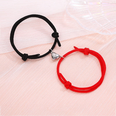 Bracelet Magnétique Coeur Noir Rouge